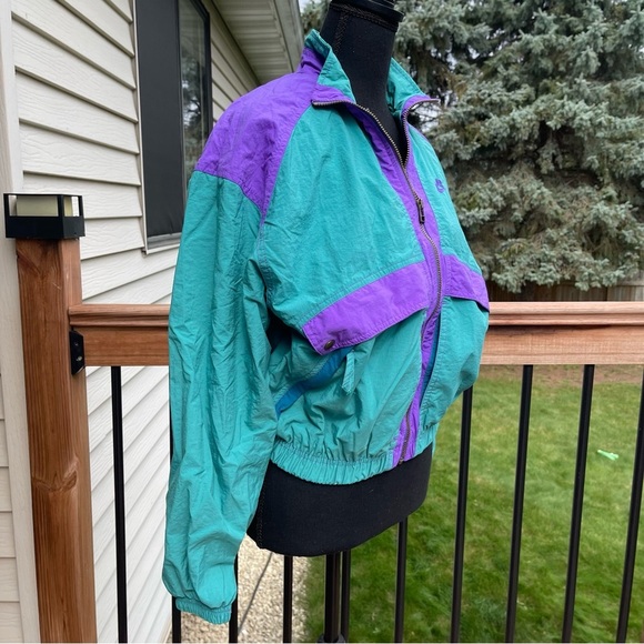 Vintage Nike Jacket Women’s Sz Small Teal Purple Windbreaker Full Zip Retro 90s - Picture 3 of 14